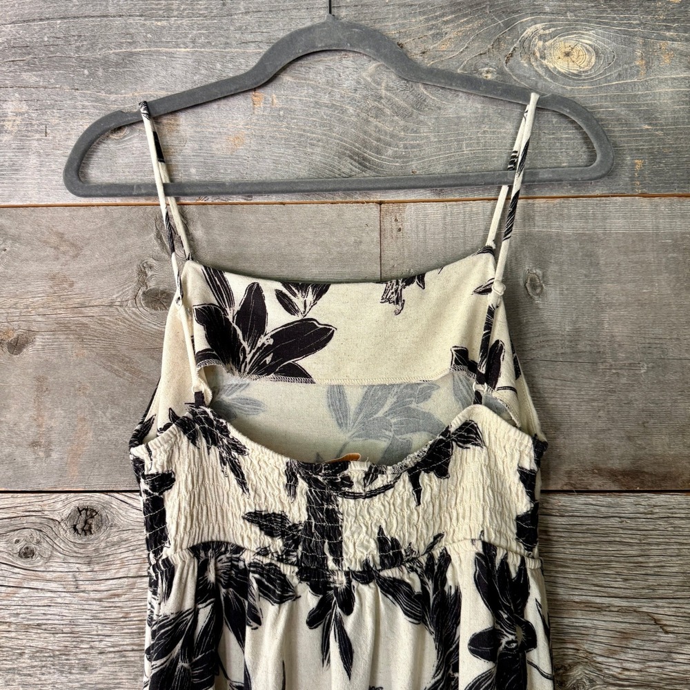 Monteau Los Angeles Floral Linen Blend Maxi Dress XL Black Cream Summer Vacation - Picture 6 of 8